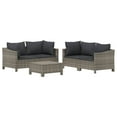thumbnail image 1 of vidaXL 5 Piece Patio Lounge Set with Cushions Gray Poly Rattan, 1 of 34