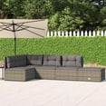 thumbnail image 1 of vidaXL 5 Piece Patio Lounge Set with Cushions Gray Poly Rattan, 1 of 8