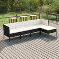 thumbnail image 1 of vidaXL 5 Piece Patio Lounge Set with Cushions Poly Rattan Black, 3094380, 1 of 6