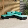 thumbnail image 1 of vidaXL 5 Piece Patio Lounge Set with Cushions Poly Rattan Black, 1 of 9