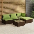 thumbnail image 1 of vidaXL 5 Piece Patio Lounge Set with Cushions Poly Rattan Brown, 3101620, 1 of 10