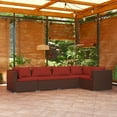 thumbnail image 1 of vidaXL 5 Piece Patio Lounge Set with Cushions Poly Rattan Brown, 1 of 7