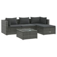 thumbnail image 1 of vidaXL 5 Piece Patio Lounge Set with Cushions Poly Rattan Gray, 1 of 10
