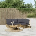 thumbnail image 1 of vidaXL 5 Piece Patio Lounge Set with Dark Gray Cushions Bamboo, 1 of 8