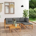 thumbnail image 1 of vidaXL 5 Piece Patio Lounge Set with Gray Cushions Solid Teak Wood, 1 of 10