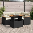 thumbnail image 1 of vidaXL 5 Piece Patio Sofa Set with Cushions Black Poly Rattan Acacia, 1 of 10