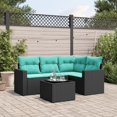thumbnail image 1 of vidaXL 5 Piece Patio Sofa Set with Cushions Black Poly Rattan, 1 of 4