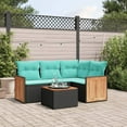 thumbnail image 1 of vidaXL 5 Piece Patio Sofa Set with Cushions Black Poly Rattan, 1 of 4