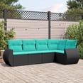 thumbnail image 1 of vidaXL 5 Piece Patio Sofa Set with Cushions Black Poly Rattan, 1 of 10