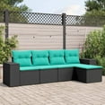 thumbnail image 1 of vidaXL 5 Piece Patio Sofa Set with Cushions Black Poly Rattan, 1 of 4