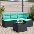 thumbnail image 1 of vidaXL 5 Piece Patio Sofa Set with Cushions Black Poly Rattan, 1 of 4