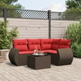thumbnail image 1 of vidaXL 5 Piece Patio Sofa Set with Cushions Brown Poly Rattan, 1 of 10