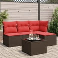 thumbnail image 1 of vidaXL 5 Piece Patio Sofa Set with Cushions Brown Poly Rattan, 1 of 4