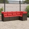 thumbnail image 1 of vidaXL 5 Piece Patio Sofa Set with Cushions Brown Poly Rattan, 1 of 4