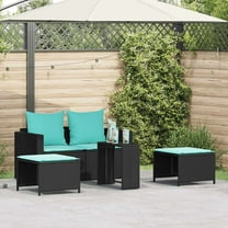 vidaXL 5 Piece Patio Sofa Set with Cushions Stackable Black Poly Rattan