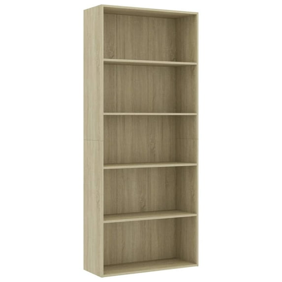 vidaXL 5-Tier Book Cabinet Sonoma Oak 31.5"x11.8"x74.4" Engineered Wood