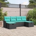 thumbnail image 1 of vidaXL Garden Sofa Set with Cushion 6 pcs Black Poly Rattan, 1 of 6