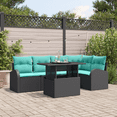 thumbnail image 1 of vidaXL 6 Piece Garden Sofa Set with Cushions Black Poly Rattan, 1 of 5