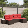 thumbnail image 1 of vidaXL 6 Piece Garden Sofa Set with Cushions Brown Poly Rattan, 1 of 5