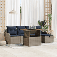 thumbnail image 1 of vidaXL 6 Piece Garden Sofa Set with Cushions Gray Poly Rattan, 1 of 5