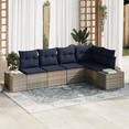 thumbnail image 1 of vidaXL 6 Piece Garden Sofa Set with Cushions Light Grey Poly Rattan, 1 of 5