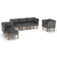 thumbnail image 1 of vidaXL 6 Piece Patio Lounge Set Poly Rattan and Eucalyptus Wood Gray, 1 of 9