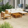 thumbnail image 1 of vidaXL 6 Piece Patio Lounge Set with Cream Cushion Solid Acacia Wood, 1 of 11