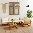 thumbnail image 1 of vidaXL 6 Piece Patio Lounge Set with Cushion Cream Solid Acacia Wood, 1 of 11