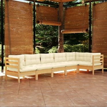 vidaXL 6 Piece Patio Lounge Set with Cushions Black Pinewood