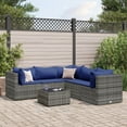 thumbnail image 1 of vidaXL 6 Piece Patio Lounge Set with Cushions Gray Poly Rattan, 1 of 183