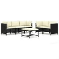 thumbnail image 1 of vidaXL 6 Piece Patio Lounge Set with Cushions Poly Rattan Black, 1 of 3