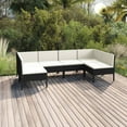 thumbnail image 1 of vidaXL 6 Piece Patio Lounge Set with Cushions Poly Rattan Black, 1 of 5