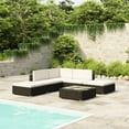 thumbnail image 1 of vidaXL 6 Piece Patio Lounge Set with Cushions Poly Rattan Black, 1 of 3