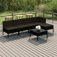 thumbnail image 1 of vidaXL 6 Piece Patio Lounge Set with Cushions Poly Rattan Black, 1 of 9