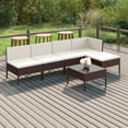 thumbnail image 1 of vidaXL 6 Piece Patio Lounge Set with Cushions Poly Rattan Brown, 3094371, 1 of 8