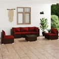 thumbnail image 1 of vidaXL 6 Piece Patio Lounge Set with Cushions Poly Rattan Brown, 1 of 11