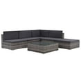 thumbnail image 1 of vidaXL 6-Piece Outdoor Patio Lounge Set with Cushions, Poly Rattan, Gray, 1 of 11