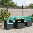 thumbnail image 1 of vidaXL 6 Piece Patio Sofa Set with Cushions Black Poly Rattan, 1 of 4