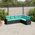 thumbnail image 1 of vidaXL 6 Piece Patio Sofa Set with Cushions Black Poly Rattan, 1 of 4