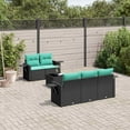 thumbnail image 1 of vidaXL 6 Piece Patio Sofa Set with Cushions Black Poly Rattan, 1 of 9