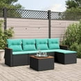 thumbnail image 1 of vidaXL 6 Piece Patio Sofa Set with Cushions Black Poly Rattan, 1 of 4