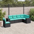 thumbnail image 1 of vidaXL 6 Piece Patio Sofa Set with Cushions Black Poly Rattan, 1 of 10