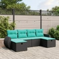 thumbnail image 1 of vidaXL 6 Piece Patio Sofa Set with Cushions Black Poly Rattan, 1 of 4