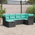 thumbnail image 1 of vidaXL 6 Piece Patio Sofa Set with Cushions Black Poly Rattan, 1 of 11