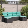 thumbnail image 1 of vidaXL 6 Piece Patio Sofa Set with Cushions Black Poly Rattan, 1 of 11