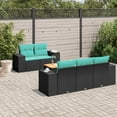 thumbnail image 1 of vidaXL 6 Piece Patio Sofa Set with Cushions Black Poly Rattan, 1 of 5