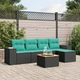 thumbnail image 1 of vidaXL 6 Piece Patio Sofa Set with Cushions Black Poly Rattan, 1 of 5