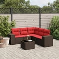 thumbnail image 1 of vidaXL 6 Piece Patio Sofa Set with Cushions Brown Poly Rattan, 1 of 10