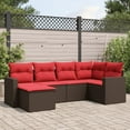 thumbnail image 1 of vidaXL 6 Piece Patio Sofa Set with Cushions Brown Poly Rattan, 1 of 4