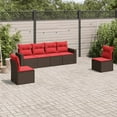 thumbnail image 1 of vidaXL 6 Piece Patio Sofa Set with Cushions Brown Poly Rattan, 1 of 4